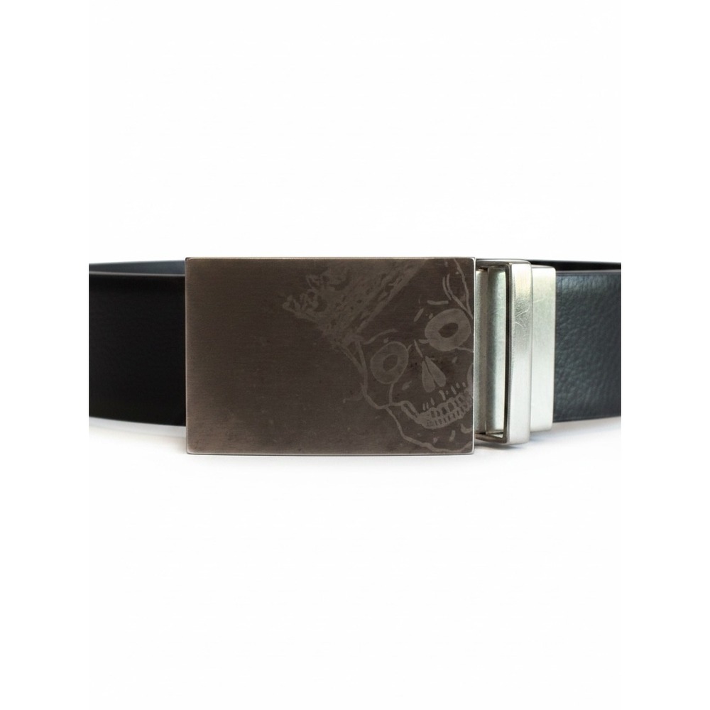 Robert Graham Reversible Belt 36 Black Brown Skull Crown Buckle RG306086 Edgy